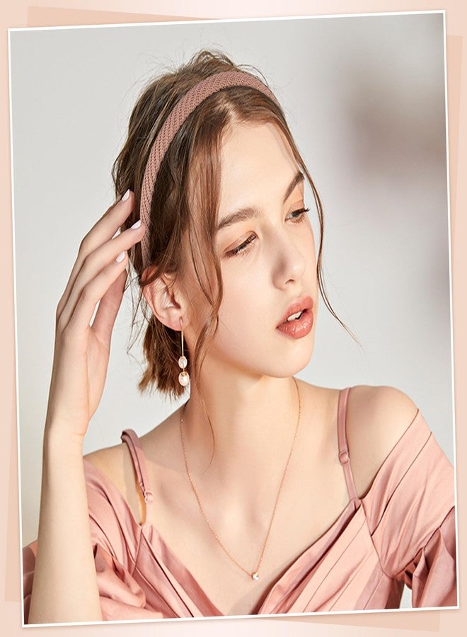 obeoby 6 Pack Trendy Headbands for Women, 0.6inch Thin Knitted Hairbands for Girls Valentines Day Outfit Women's Hair Non Slip - Image 3